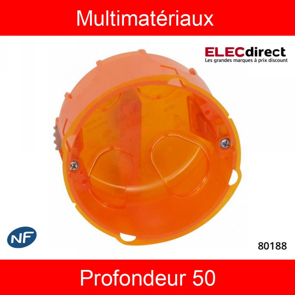 Legrand - Batibox - Boîte d'encastrement simple multimatériaux - Ø80 mm -  Prof. 50 mm - Réf : 080188 - ELECdirect Vente Matériel Électrique