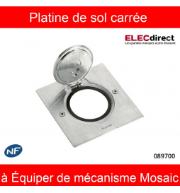 Legrand - Platine de sol carrée - à équiper de mécanisme Mosaic 1 poste - Inox brossé - Réf : 089700