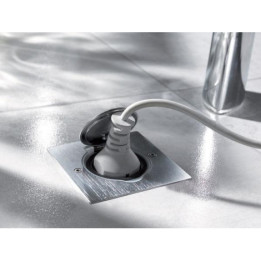 Legrand - Platine de sol carrée - à équiper de mécanisme Mosaic 1 poste - IP44 - Inox brossé - Réf : 089700