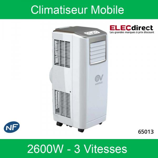Vortice - Climatiseur Mobile sur roues - 2600W - Réf : 65013