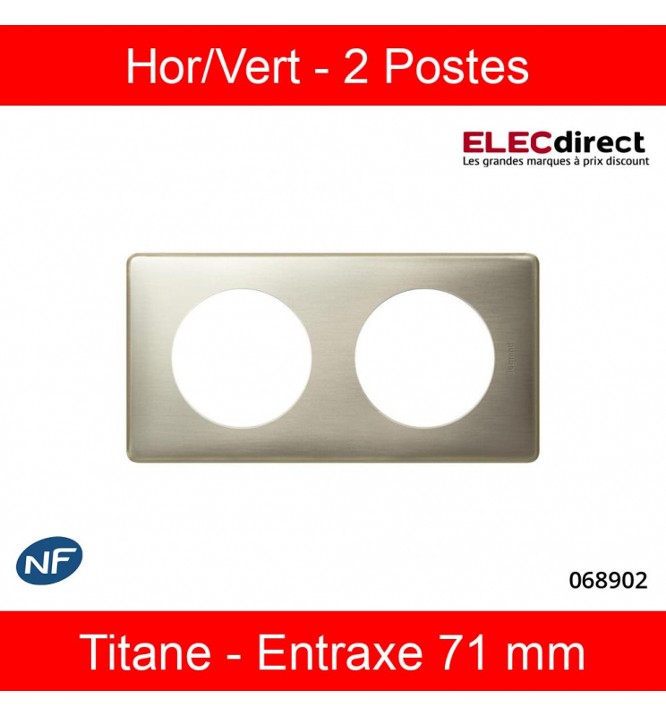 plaque double Céliane Legrand 68902 Titane 