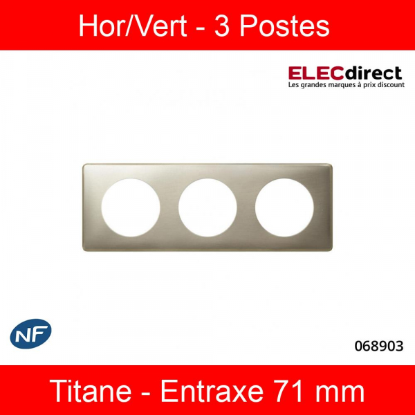 Legrand Céliane - Plaque triple Anodisé - Titane - 068903