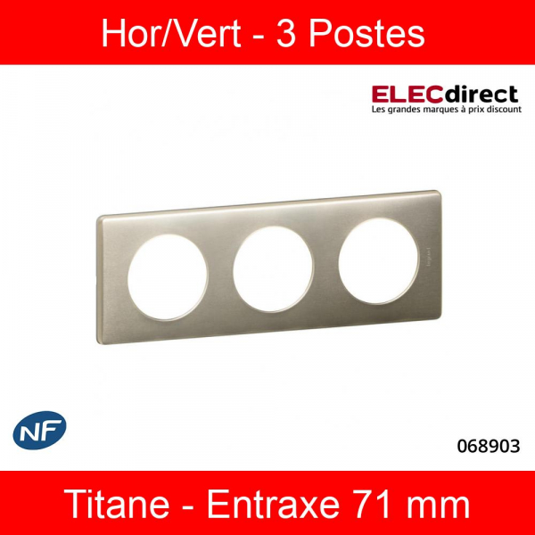 Legrand Céliane - Plaque triple Anodisé - Titane - 068903