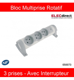 Multiprise - 3 voies - sans câble - Blanc