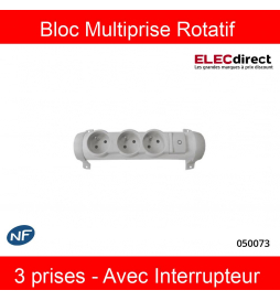 Legrand - Bloc Multiprise Rotatif - Avec Interrupteur - 3 prises - Sans