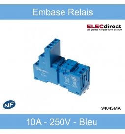 Finder - Embase Relais rail DIN - Support bornes à cage - 10A - 250V - Bleu - Réf : 9404SMA