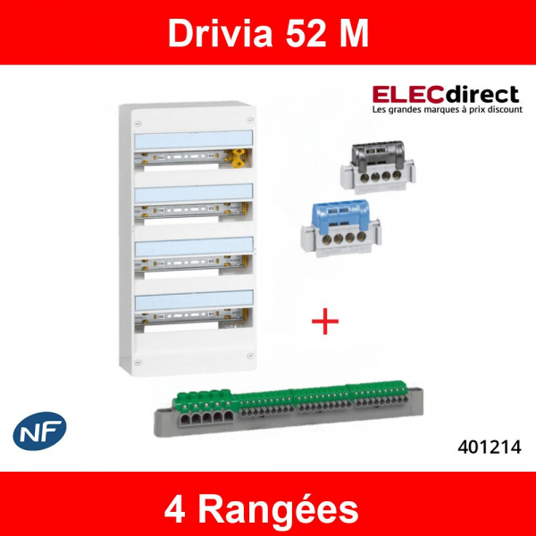 Tableau électrique LEGRAND 4 rangées 18 modules Drivia - 401224