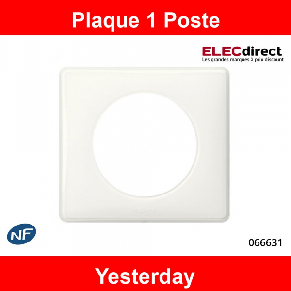 Legrand Céliane - Plaque de finition 1 poste Yesterday - Blanc - 066631