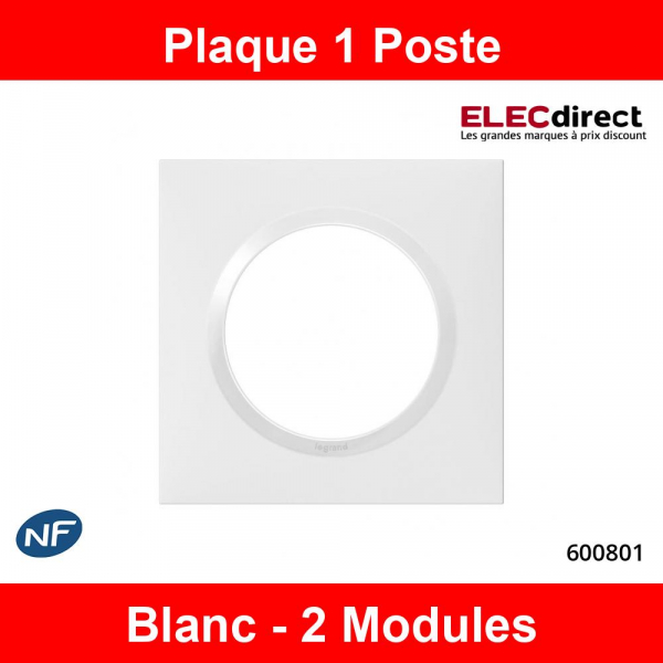Legrand - Plaque de Finition carrée 1 poste Dooxie - finition Blanc - Réf : 600801