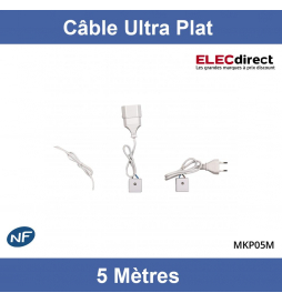 MAGIC ELEK - Câble électrique invisible avec Prises mâle et femelle - 230V - 16A - 5 Mètres ajustables - Réf : MKP05M