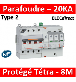 412210 Parafoudre avec protection de court-cicuit intégrée typeT2 Imax 20kA  - 1P+N 320V~ - 4 modules - professionnel