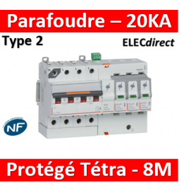 412215 Parafoudre avec protection de court-cicuit intégrée typeT2 Imax 40kA  - 3P+N 320V~ - 8 modules - professionnel