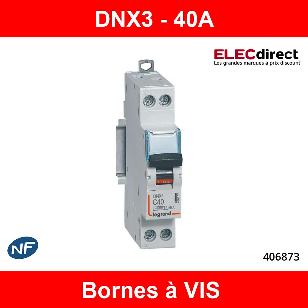 Disjoncteur DNX³ phase + neutre 230V 20A 4,5kA vis/vis LEGRAND 406775