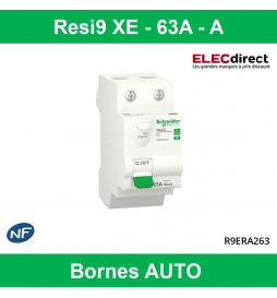 SCHNEIDER - Inter différentiel RESI9 XE 2P - 63A - 30ma - Type A - R9ERA263