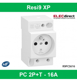 Schneider - Resi9 XP - Prise de courant 2P+T 16A - 250V - R9PCS616