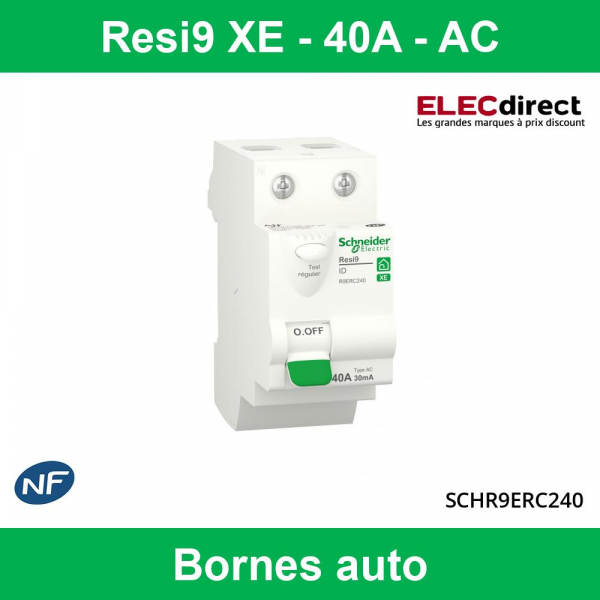 Interrupteur différentiel SCHNEIDER 40A 30mA type AC Resi9 XE