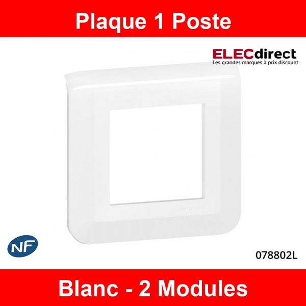 Legrand - Mosaic - Plaque de finition 2 modules - 1 poste - Réf : 078802L