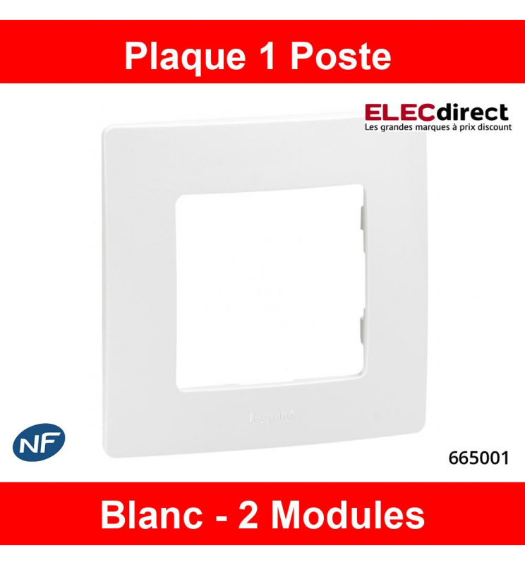 Plaque de finition 1 poste simple blanche Niloé Legrand Réf. 665001