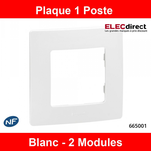 Legrand - Niloé - Plaque simple - 1 Poste - Blanc - Réf : 665001 -  ELECdirect Vente Matériel Électrique
