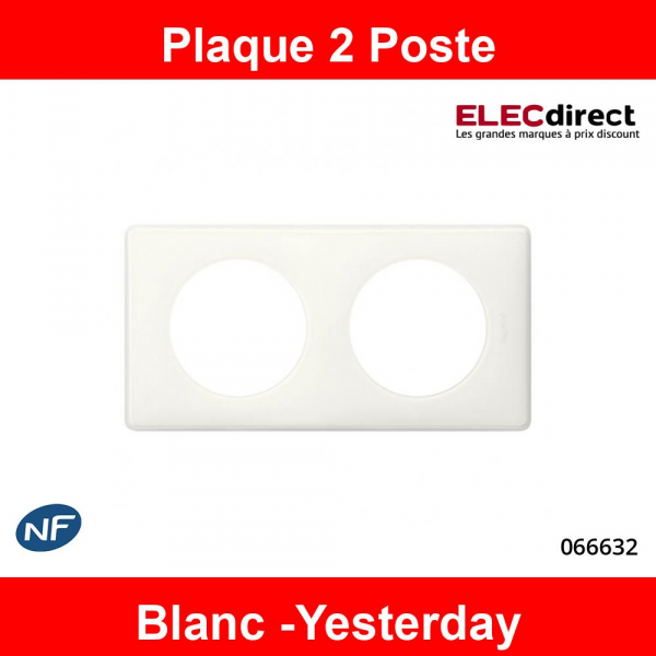 Legrand Céliane - Plaque double Yesterday - Blanc - Réf : 066632
