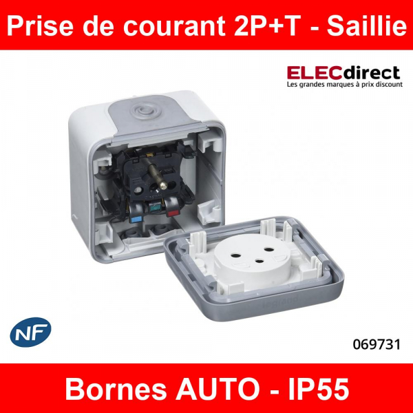 Prise Électrique Extérieure Etanche IP55 Encastrée ou Saillie 2P+T 16A ONALP