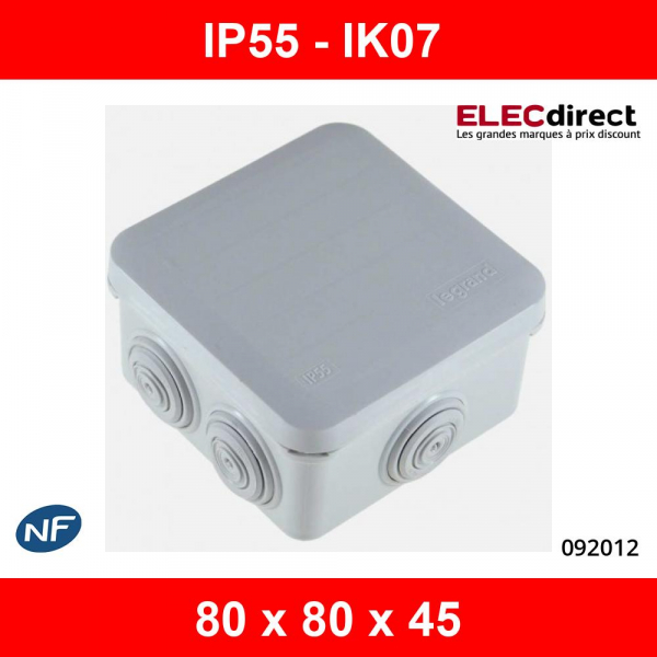 Boîte de dérivation étanche IP55 80x80x45