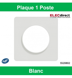 S520802 - Odace Touch - plaque de finition 1 poste - blanc RAL9003