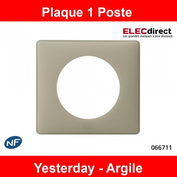Legrand Céliane - Plaque de finition 1 poste Yesterday - Argile - Réf : 066711