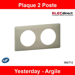 Legrand Céliane - Plaque de finition Poudré 2 postes Yesterday - Argile - Réf : 066712