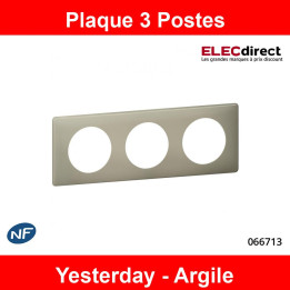 Legrand Céliane - Plaque de finition Poudré 3 postes Yesterday - Argile - Réf : 066713