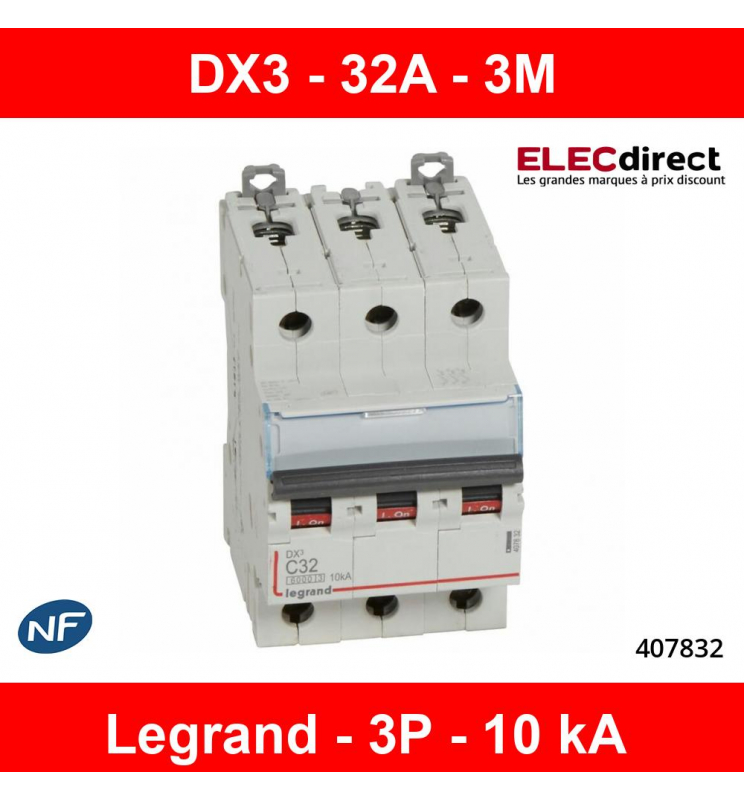 LOT LEGRAND - 10 Disjoncteurs Phase + Neutre – Courbe C - 10A - Réf - 406782