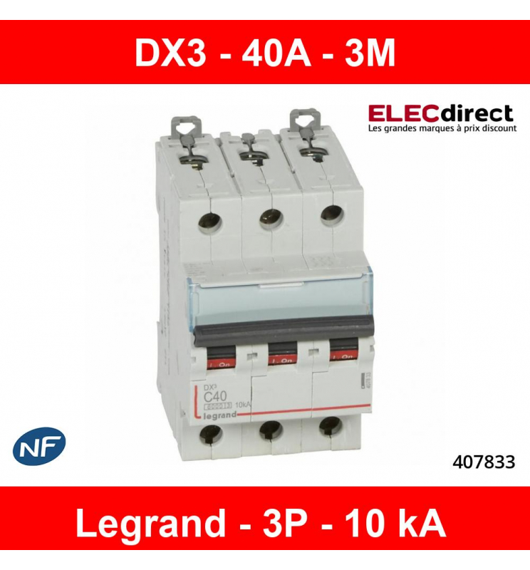 Legrand - Disjoncteur 3P DX3 - 40A - 10kA - courbe C - Réf