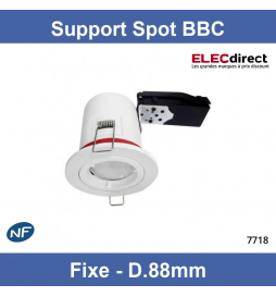 Miidex - Support Spot Fixe - étanche à l'air - Blanc - D.88mm - BBC - Réf : 7718