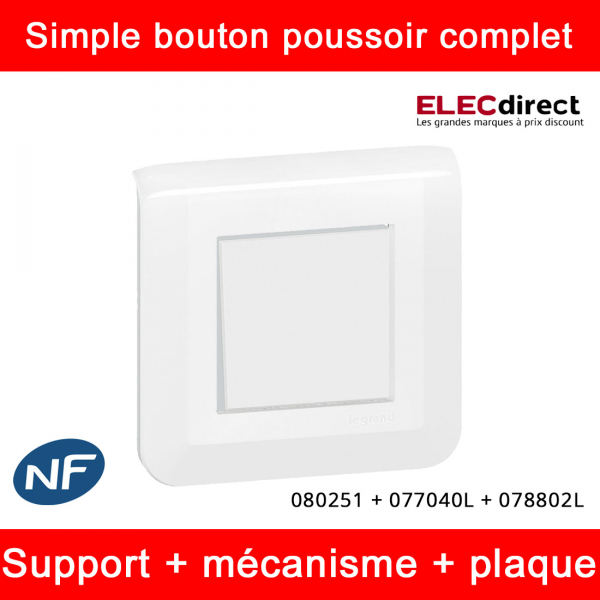 Legrand Mosaic - Bouton poussoir complet - 1 poste (2M) - 6A