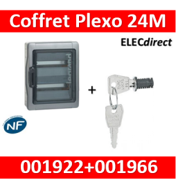 Legrand - Coffret étanche Plexo 24 modules - 2 rangées - IP65/IK09 + serrure - 001922+001966