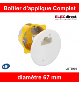 Legrand - Boîte d'encastrement 1 poste BBC - Prof. 40 mm + Couvercle d'applique DCL pour boîte Ø67 mm - Réf : LOT3060