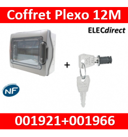 Legrand - Coffret étanche Plexo 12 modules - 1 rangée - IP65/IK09 + serrure - 001921+001966