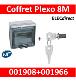 Legrand - Coffret étanche Plexo 8 modules - IP65/IK09 + serrure - 001908+001966