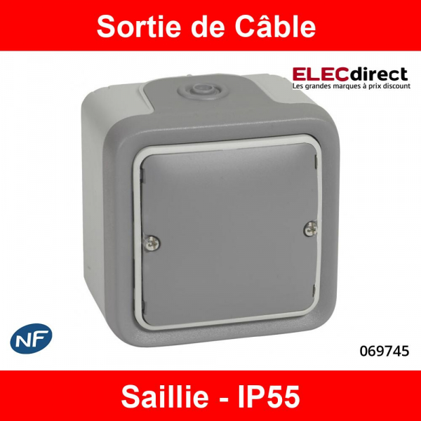Legrand Plexo - Sortie de câbles avec serre-câbles Plexo complet IP55  saillie - gris - Réf : 069745 - ELECdirect Vente Matériel Électrique
