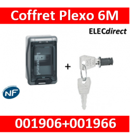 Legrand - Coffret étanche Plexo 6 modules - IP65/IK09 + serrure - 001906+001966