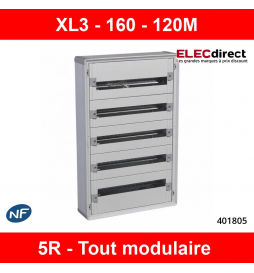 Legrand - Coffret de distribution 120 modules - 5 rangées de 24M - Tout modulaire - XL3 160 - 401805