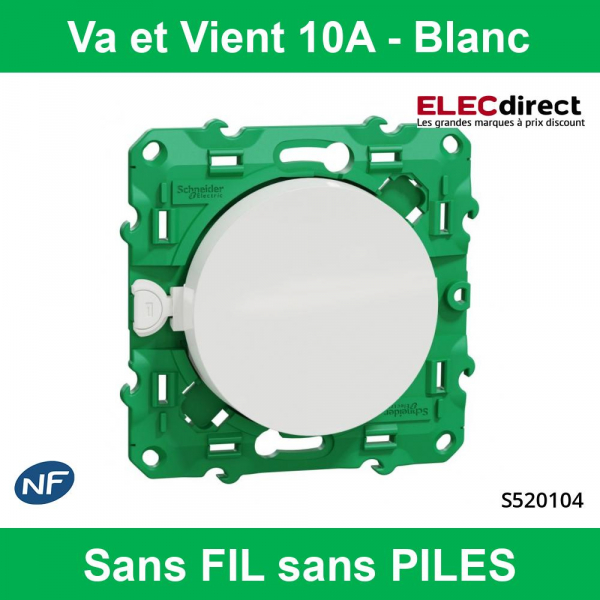 Schneider - Odace SFSP - Interrupteur Va et Vient - SANS FIL SANS PILE -  Réf : S520104 - ELECdirect Vente Matériel Électrique