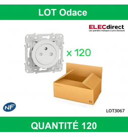 Schneider - LOT Odace- Prise de courant Odace affleurante - Blanc - 2P+T - 16A - 250V - Bornes auto - Réf : LOT