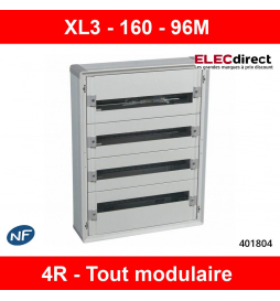 Legrand - Coffret de distribution 96 modules - 4 rangées de 24M - Tout modulaire - XL3 160 - 401804