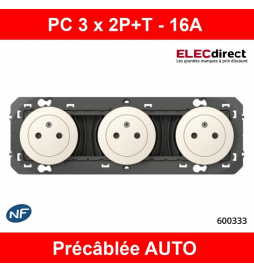 Legrand - Triple prise de courant 2P+T Surface Dooxie précâblées - 16A - Blanc - Réf : 600333