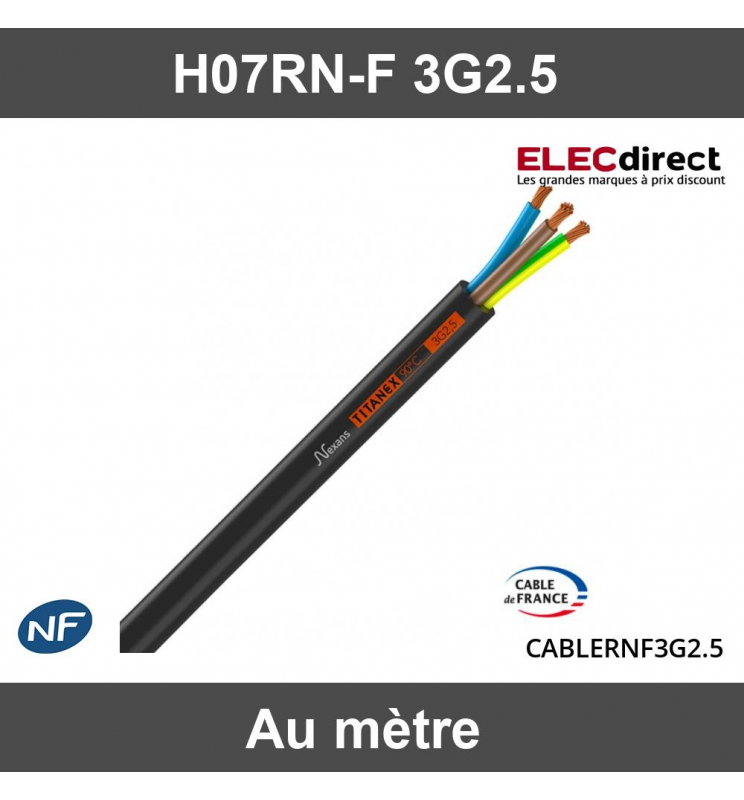 Câble électrique extérieur souple H07RNF, Au mètre