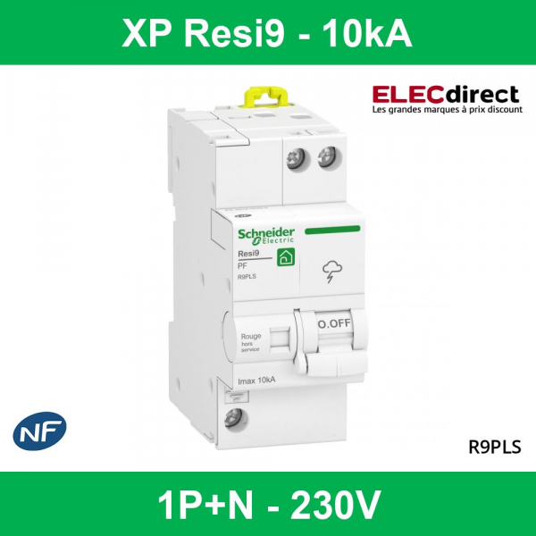 Schneider - XP Resi9 - Parafoudre Combi - 10kA - 1P+N - sans accessoires -  Réf : R9PLS - ELECdirect Vente Matériel Électrique