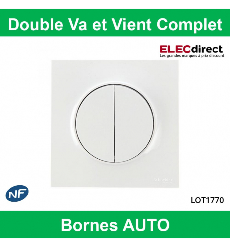 Schneider Odace - Double Interrupteur Va et Vient - Blanc - Réf : S520214