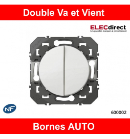 Legrand - Double interrupteur ou va-et-vient Dooxie - 10AX - 250V~ - Finition Blanc - Réf : 600002