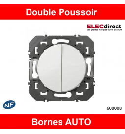 Legrand - Dooxie - Double Poussoir simple - 6A - 250V~ - Blanc - Réf : 600008